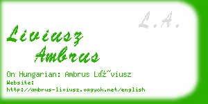 liviusz ambrus business card